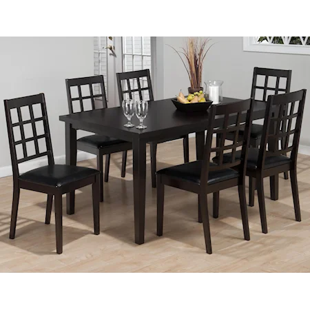 Casual 7 Piece Dining Set with Gridback Chairs